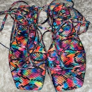 Rainbow sandals ! Size 8